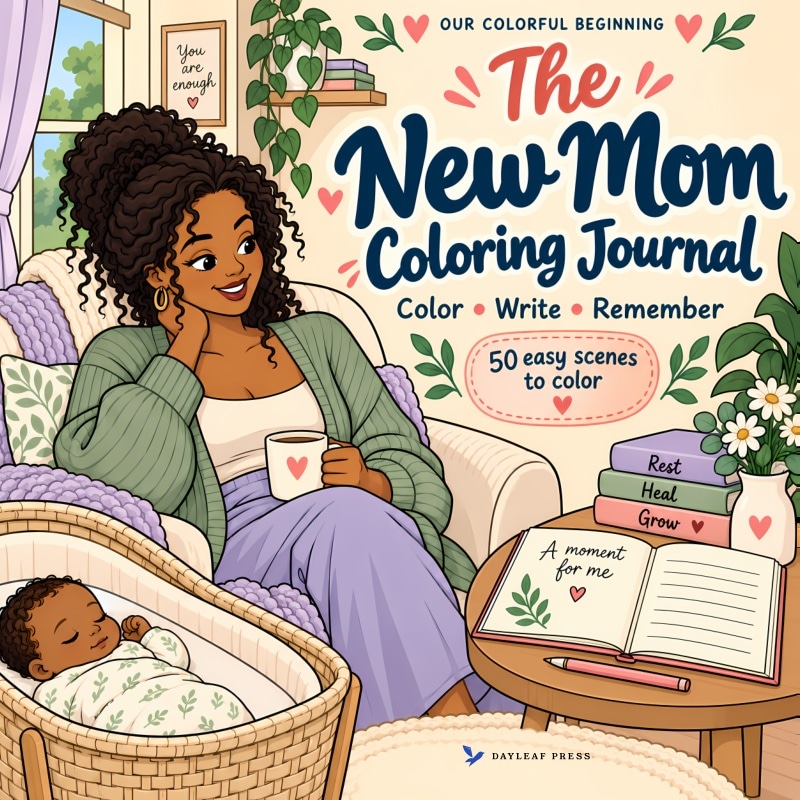 Front cover of The New Mom Coloring Journal
