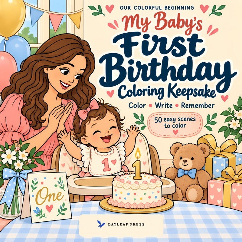 Front cover of My Baby’s First Birthday Coloring Keepsake