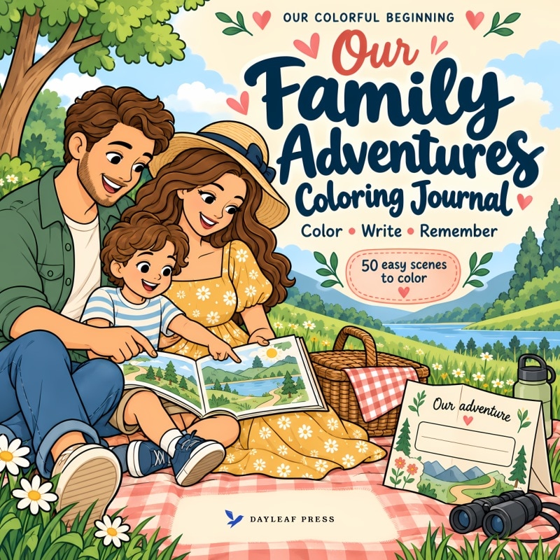 Front cover of Our Family Adventures Coloring Journal