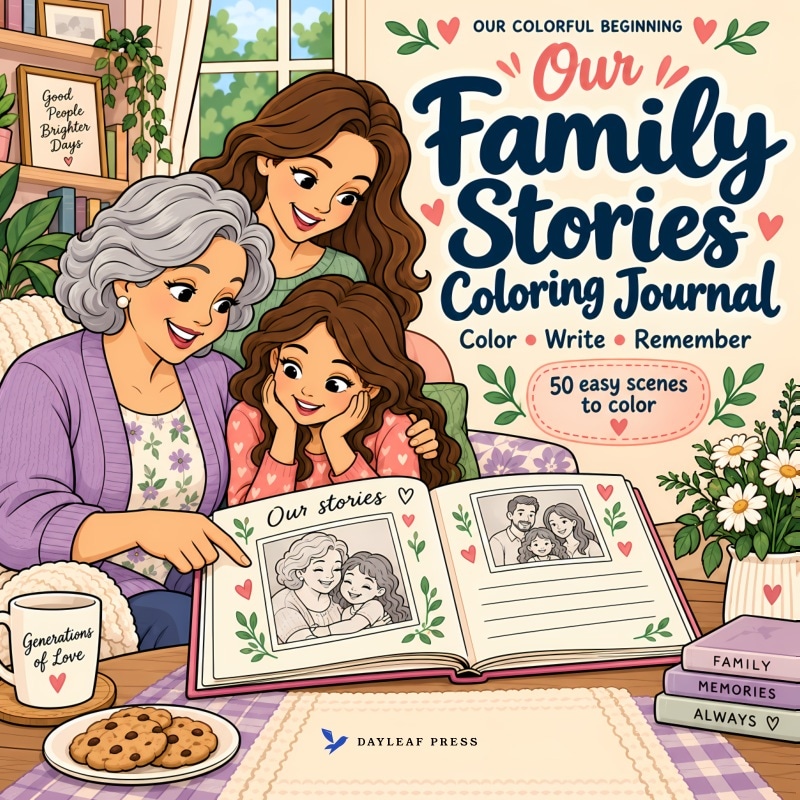 Front cover of Our Family Stories Coloring Journal